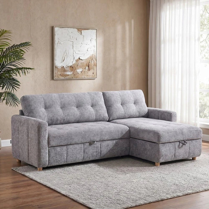 Jaizell 3-Seater Reversible Fabric Corner Sofa Bed with Storage - Grey - With 2-Year Warranty