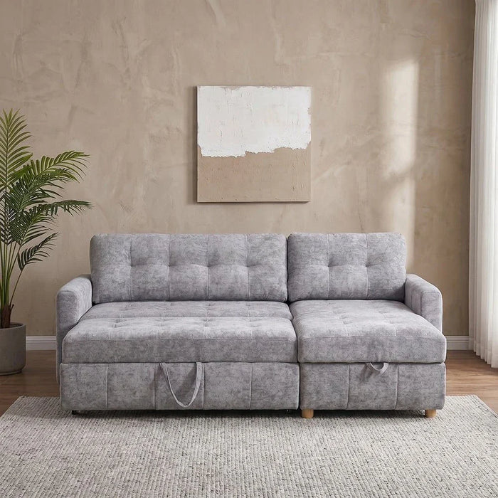 Jaizell 3-Seater Reversible Fabric Corner Sofa Bed with Storage - Grey - With 2-Year Warranty