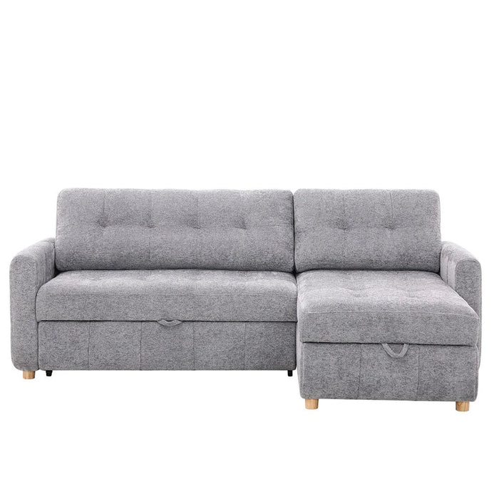 Jaizell 3-Seater Reversible Fabric Corner Sofa Bed with Storage - Grey - With 2-Year Warranty