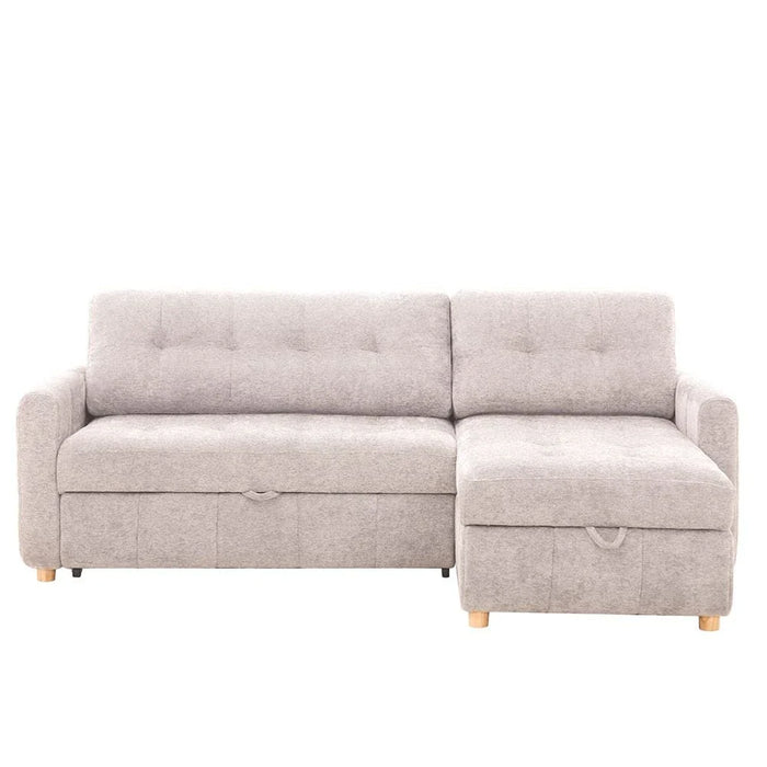 Jaizell 3-Seater Reversible Fabric Corner Sofa Bed with Storage - Beige - With 2-Year Warranty