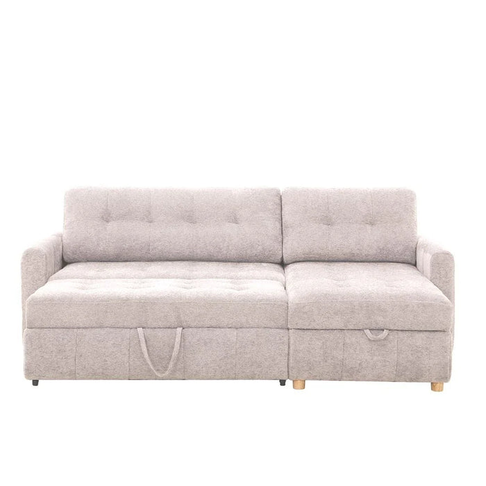 Jaizell 3-Seater Reversible Fabric Corner Sofa Bed with Storage - Beige - With 2-Year Warranty
