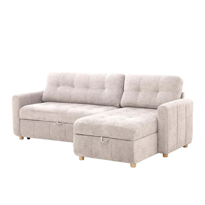Jaizell 3-Seater Reversible Fabric Corner Sofa Bed with Storage - Beige - With 2-Year Warranty