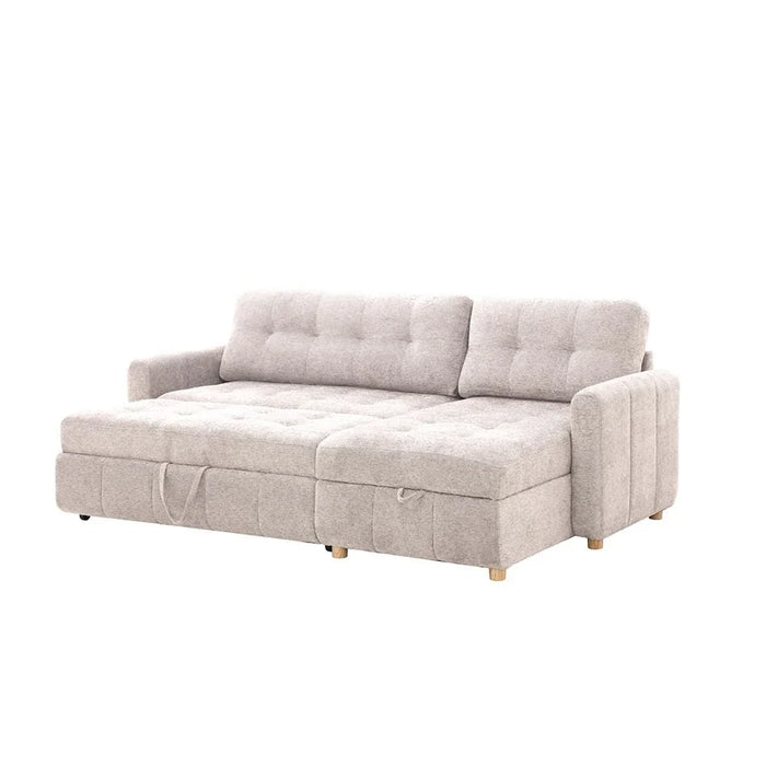 Jaizell 3-Seater Reversible Fabric Corner Sofa Bed with Storage - Beige - With 2-Year Warranty