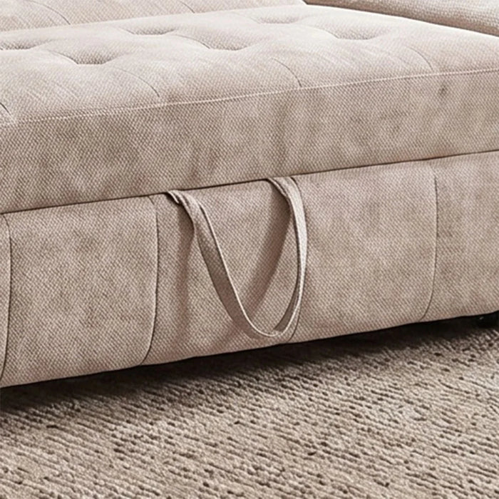 Jaizell 3-Seater Reversible Fabric Corner Sofa Bed with Storage - Beige - With 2-Year Warranty