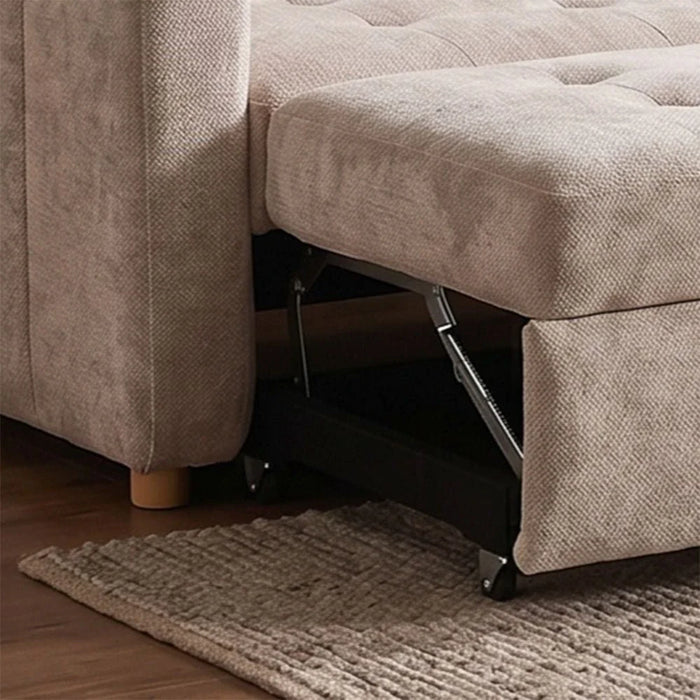 Jaizell 3-Seater Reversible Fabric Corner Sofa Bed with Storage - Beige - With 2-Year Warranty