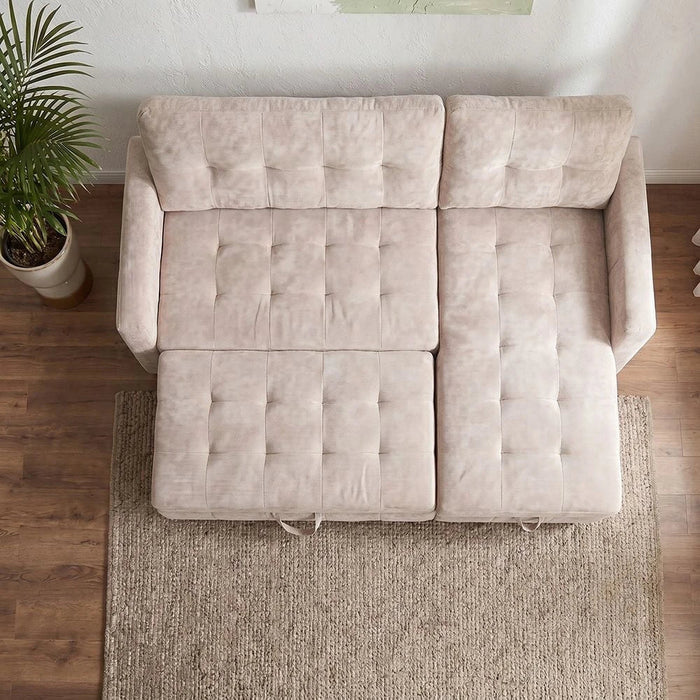 Jaizell 3-Seater Reversible Fabric Corner Sofa Bed with Storage - Beige - With 2-Year Warranty