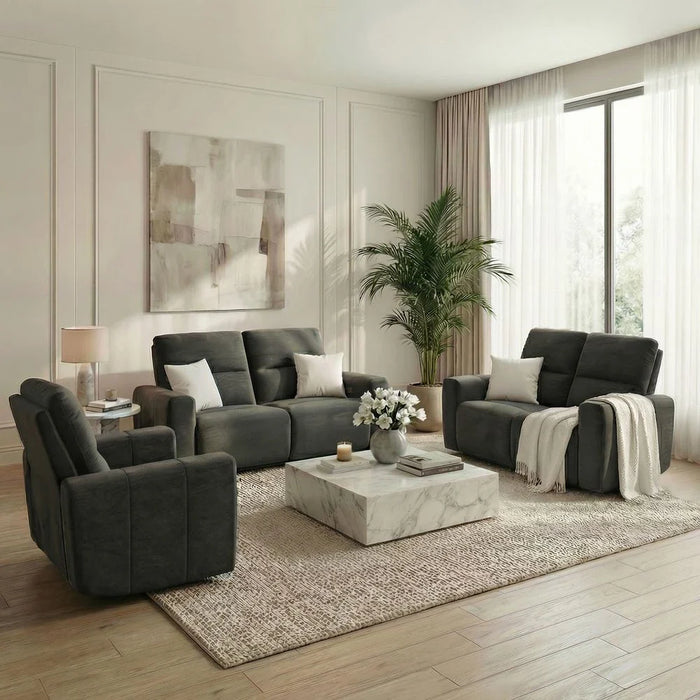 Quantum 2 Seater Fabric Power Motion Recliner- Grey
