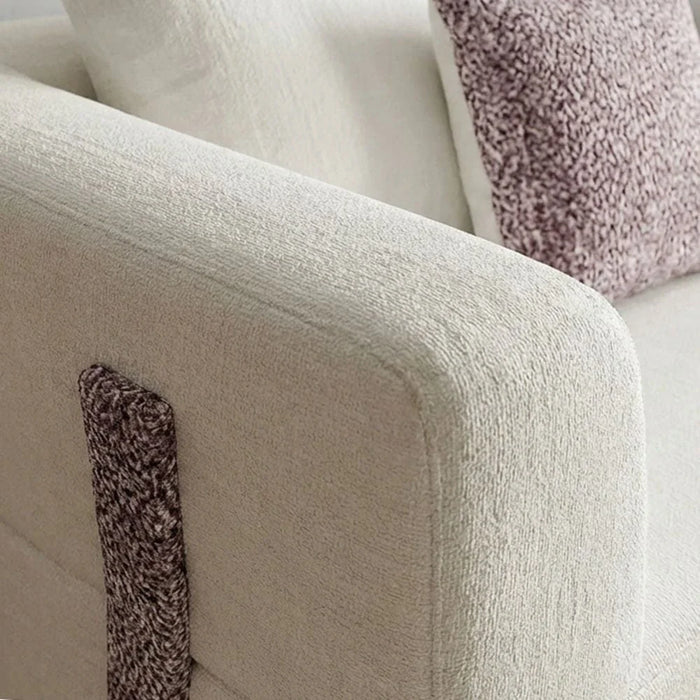 Hadley 6-Seater Sectional Corner Fabric Sofa - Beige/Cherry - With 2-Year Warranty