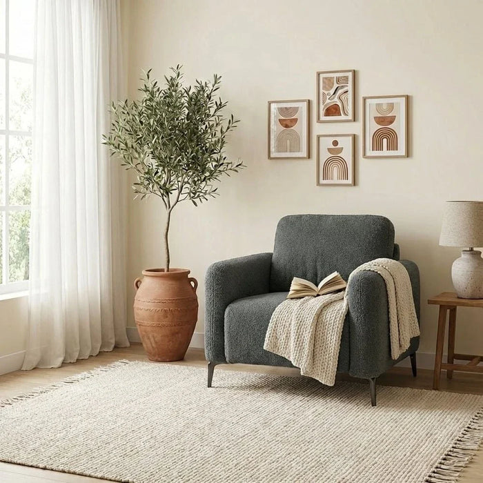 Younes 1-Seater Fabric Sofa - Grey - With 2-Year warranty