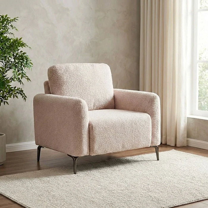 Younes 1 Seater Fabric Sofa - Pink - With 2-Year Warranty