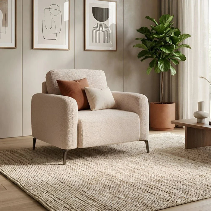 Younes 1 Seater Fabric Sofa - Pink - With 2-Year Warranty