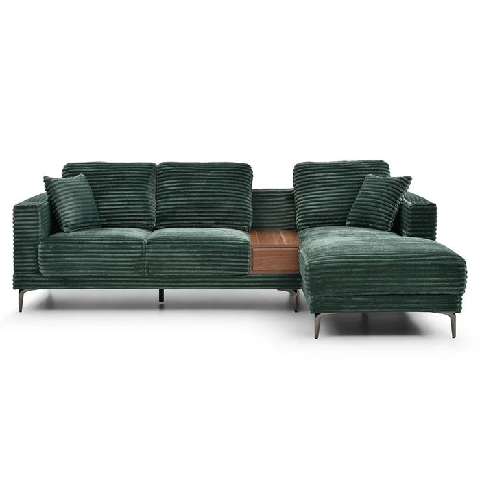 Urvi Fabric Right Corner Sofa - Green - With 2-Year Warranty