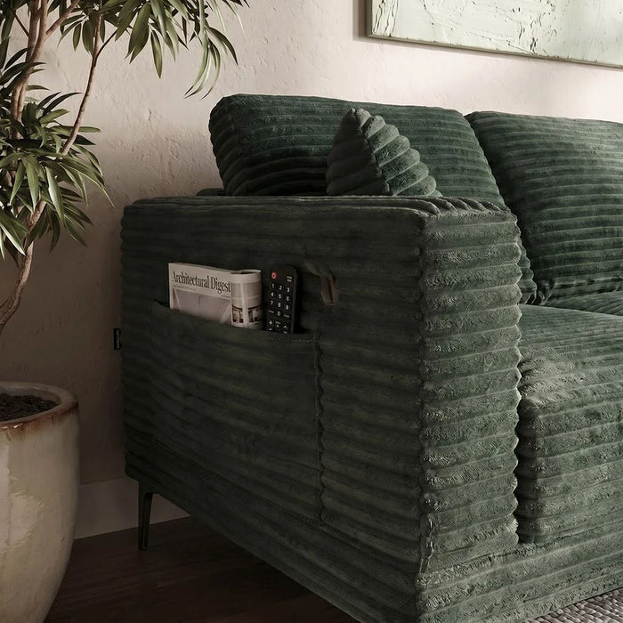 Urvi Fabric Right Corner Sofa - Green - With 2-Year Warranty