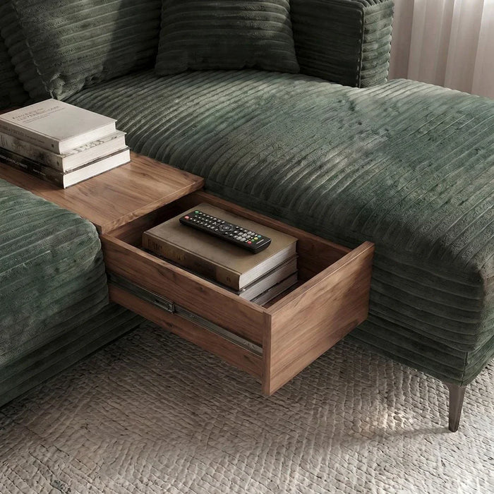 Urvi Fabric Right Corner Sofa - Green - With 2-Year Warranty