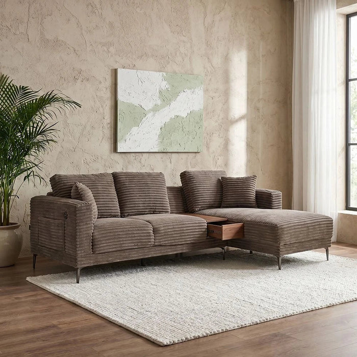 Urvi Fabric Right Corner Sofa - Light Grey - With 2-Year Warranty