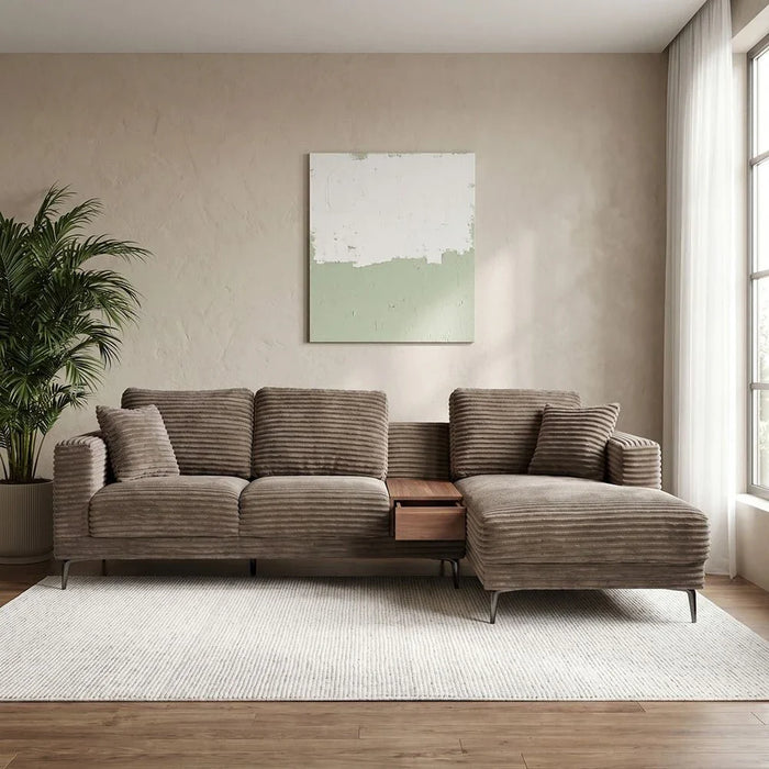Urvi Fabric Right Corner Sofa - Light Grey - With 2-Year Warranty