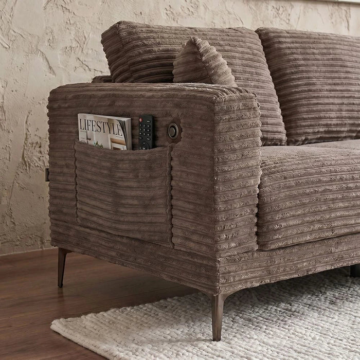 Urvi Fabric Right Corner Sofa - Light Grey - With 2-Year Warranty