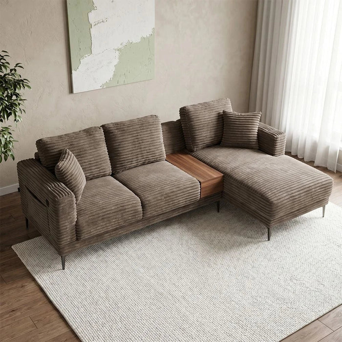 Urvi Fabric Right Corner Sofa - Light Grey - With 2-Year Warranty
