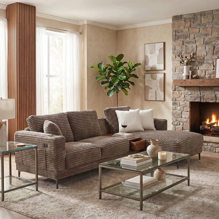 Urvi Fabric Right Corner Sofa - Light Grey - With 2-Year Warranty
