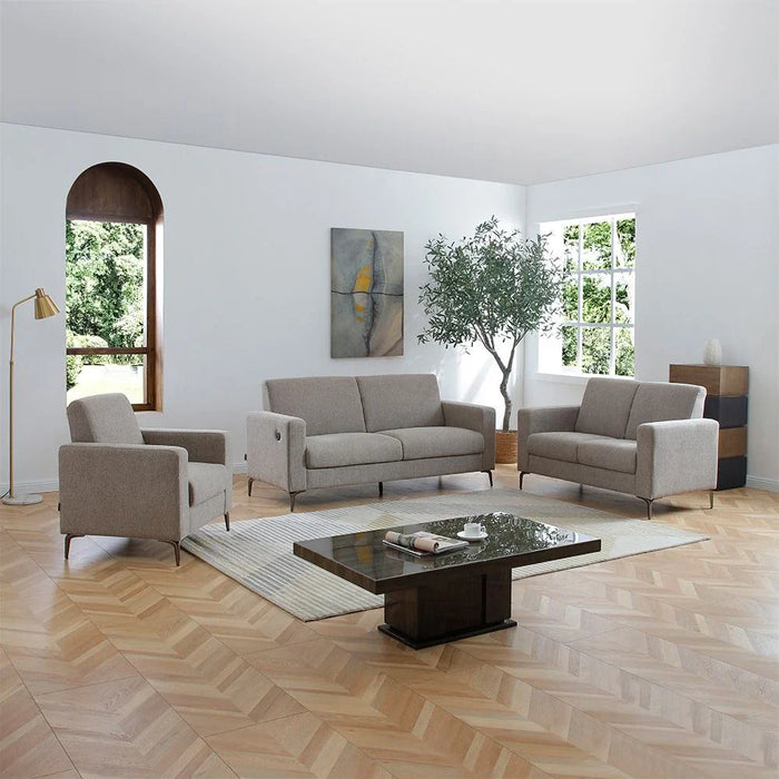 Theodora 3+2+1 Fabric Sofa Set With USB Port - Dark Grey