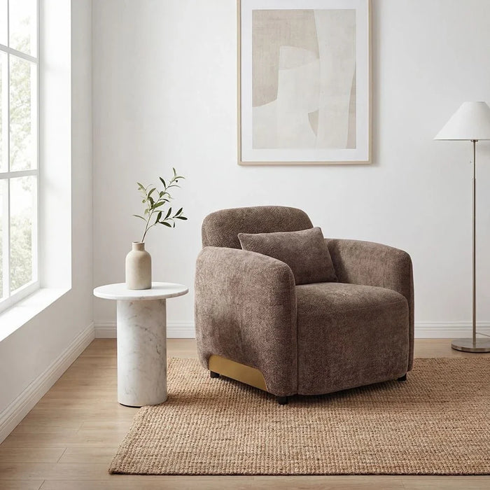 Vance 1 Seater Fabric Sofa-Brown
