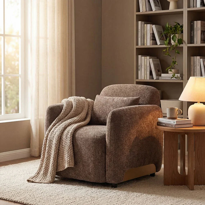 Vance 1 Seater Fabric Sofa-Brown