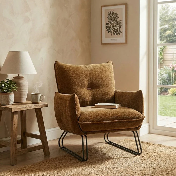 Javon 1-Seater Fabric Sofa - Rust - With 2-Year Warranty