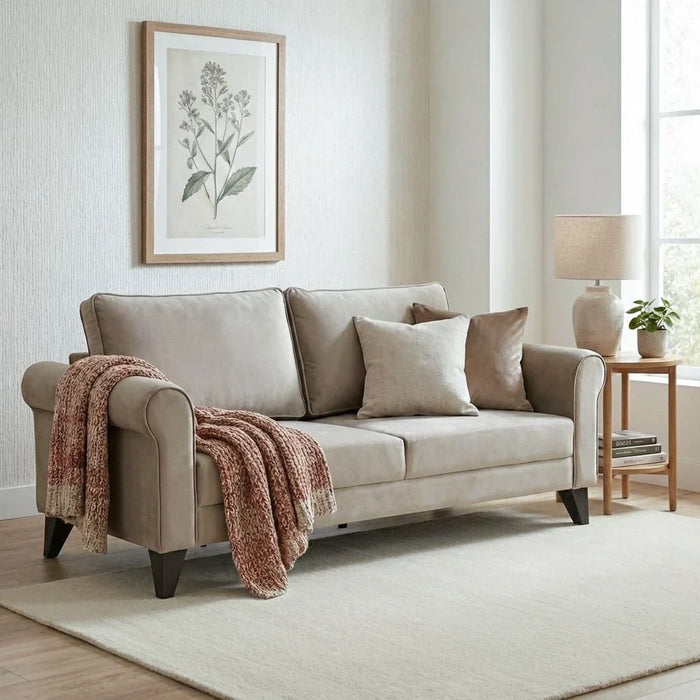Rilon 3 Seater Fabric Sofa - Beige