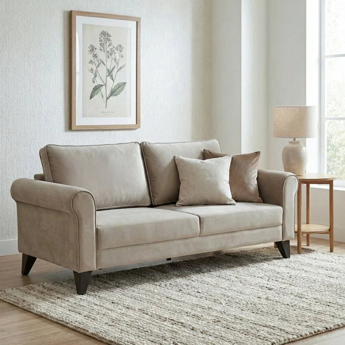 Rilon 3 Seater Fabric Sofa - Beige