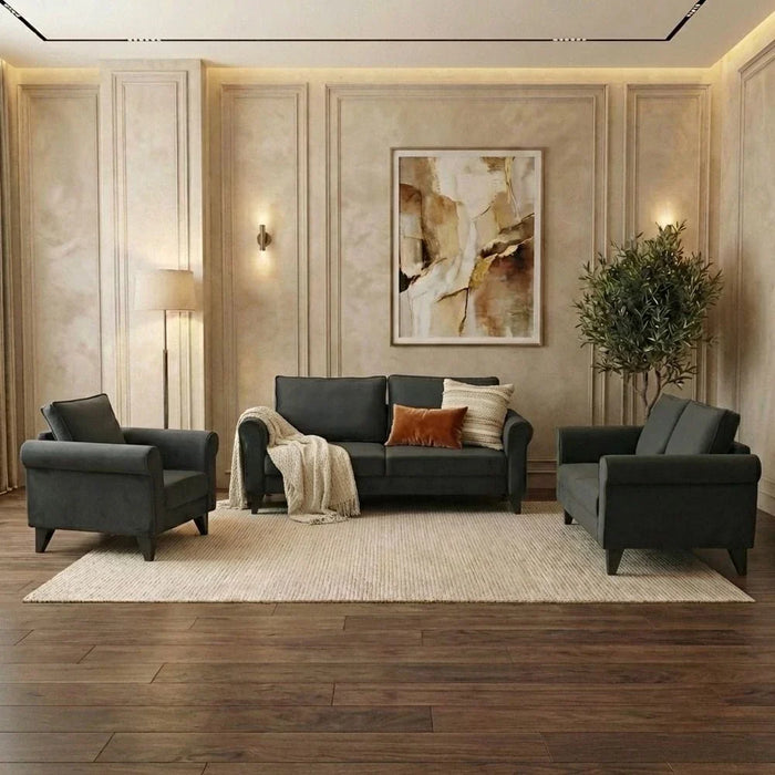 Rilon 3 Seater Fabric Sofa - Dark Grey