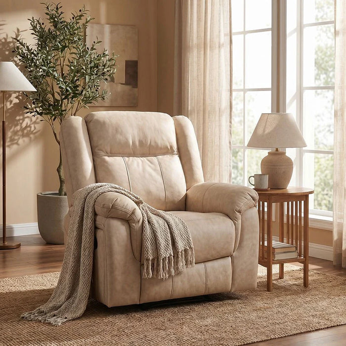 Elixis 1 Seater Air Leather Recliner - Dark Beige