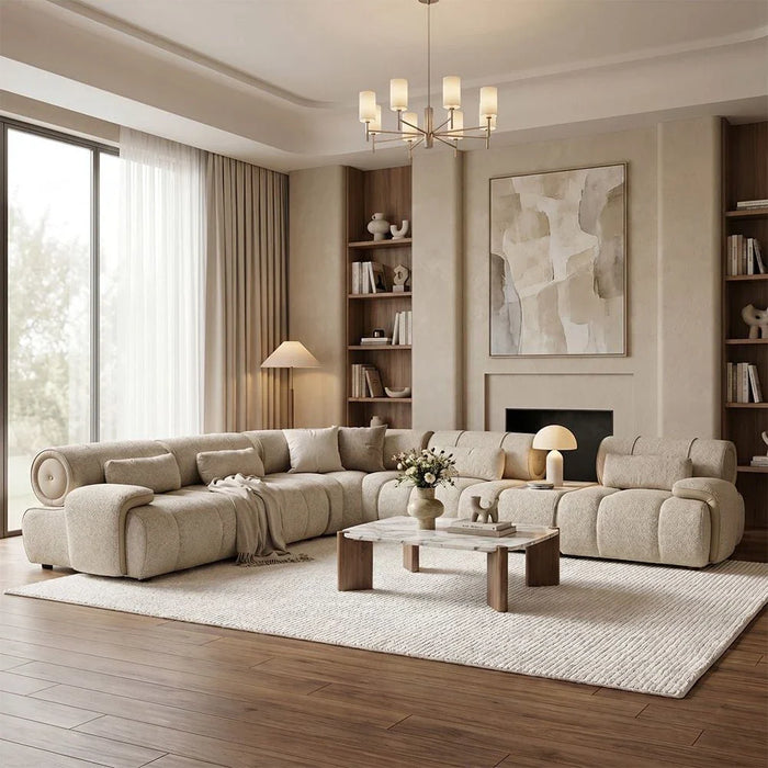 Arden Sectional Corner Fabric  Sofa -Beige
