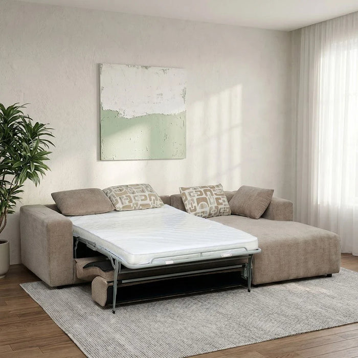 Velora Fabric Right Corner Sofa Bed - Brown