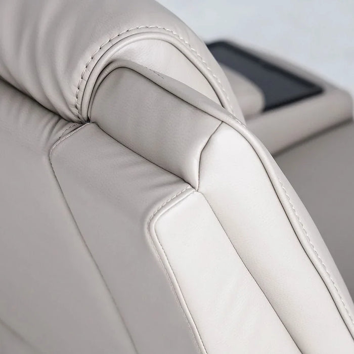 Aurevo 2 Seater Faux Leather Recliner With Console & Storage + Wireless Charging - Light Grey