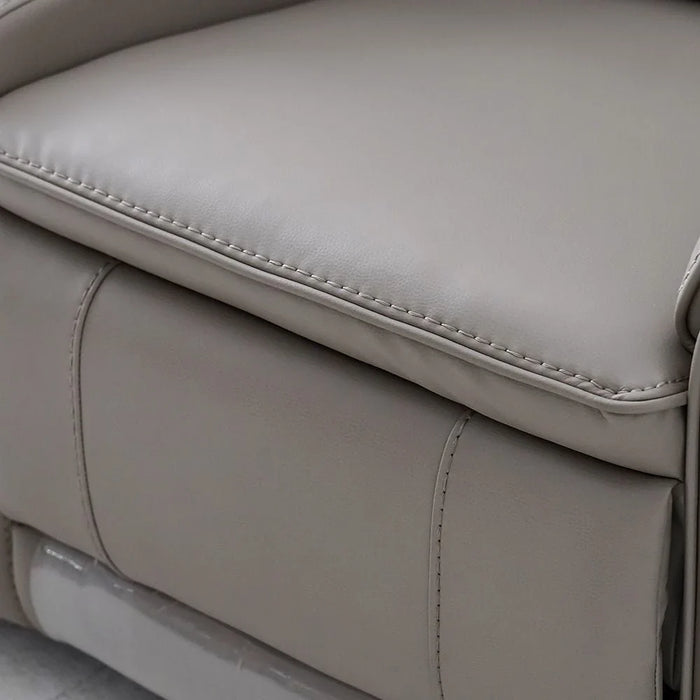 Aurevo 2 Seater Faux Leather Recliner With Console & Storage + Wireless Charging - Light Grey