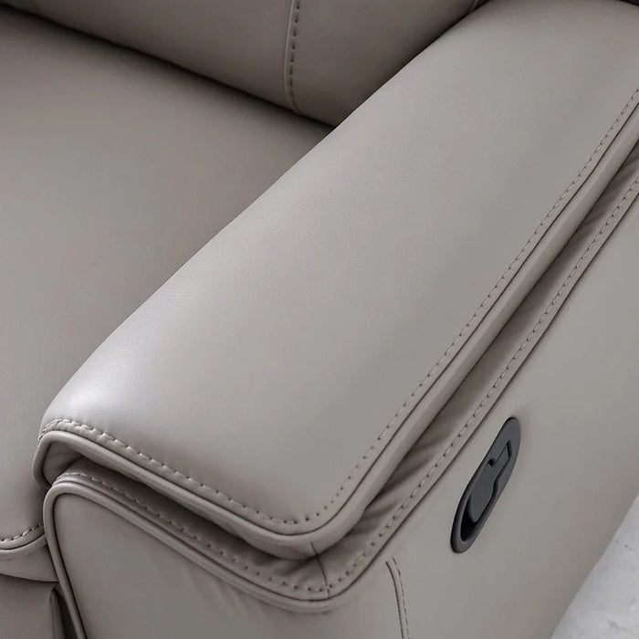 Aurevo 2 Seater Faux Leather Recliner With Console & Storage + Wireless Charging - Light Grey