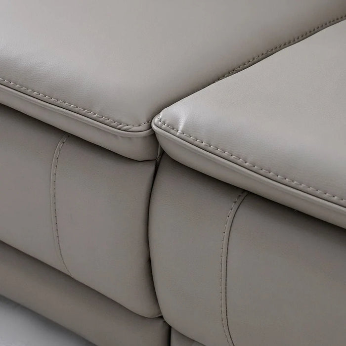 Aurevo 3 Seater Faux Leather Recliner With Drop Down Table + Usb Outlet -Light Grey