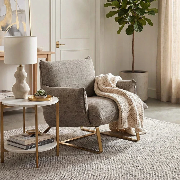 Klay 1 Seater Fabric Accent Chair - Brown