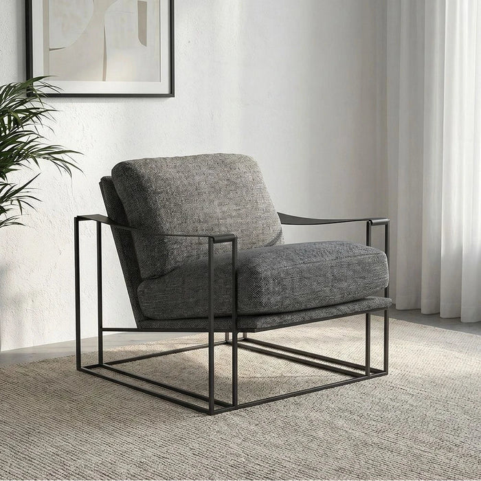 Kena 1-Seater Fabric Accent Chair - Dark Grey/Black - With 2-Year Warranty