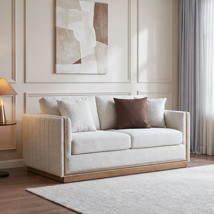 Krish 2 Seater Fabric Sofa - Light Grey/Brown