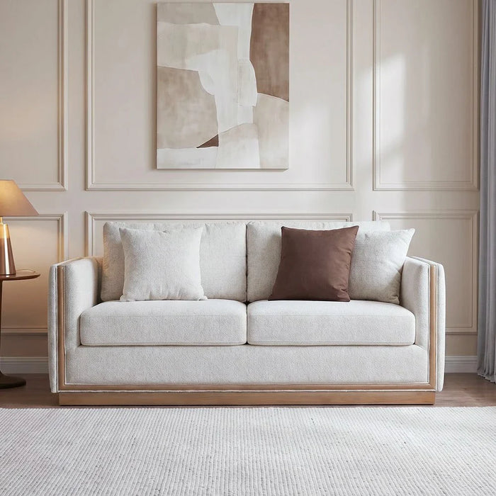 Krish 2 Seater Fabric Sofa - Light Grey/Brown