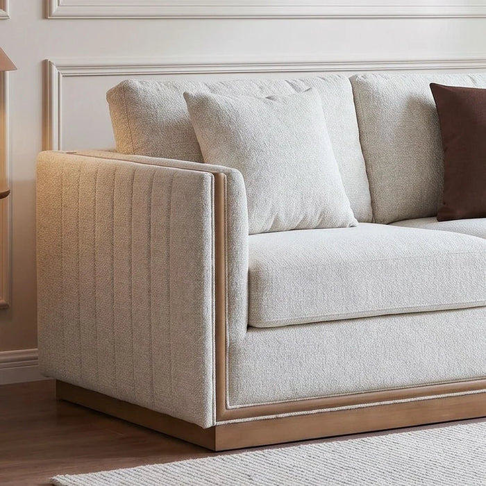 Krish 2 Seater Fabric Sofa - Light Grey/Brown