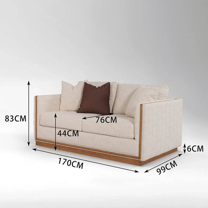 Krish 2 Seater Fabric Sofa - Light Grey/Brown
