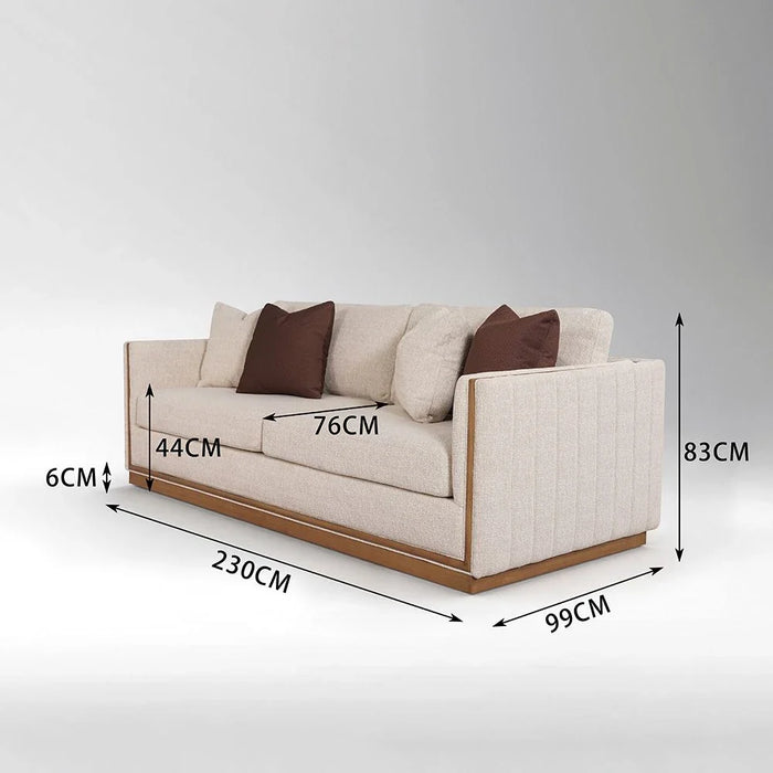 Krish 3 Seater Fabric Sofa - Light Grey/Brown