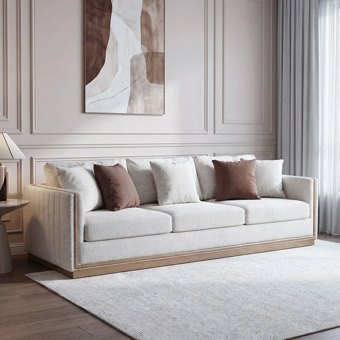 Krish 4 Seater Fabric Sofa - Light Grey/Brown