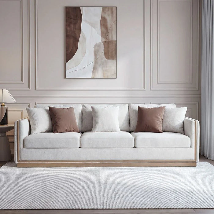 Krish 4 Seater Fabric Sofa - Light Grey/Brown