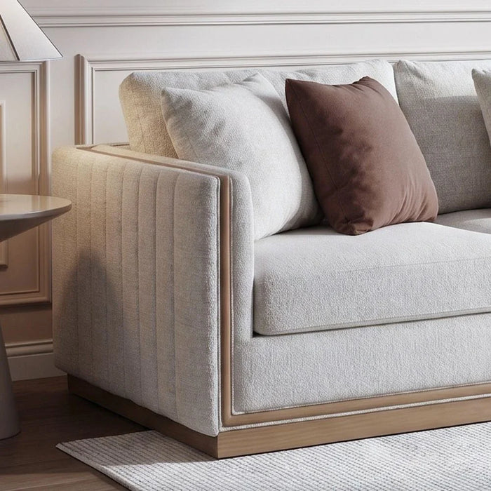 Krish 4 Seater Fabric Sofa - Light Grey/Brown