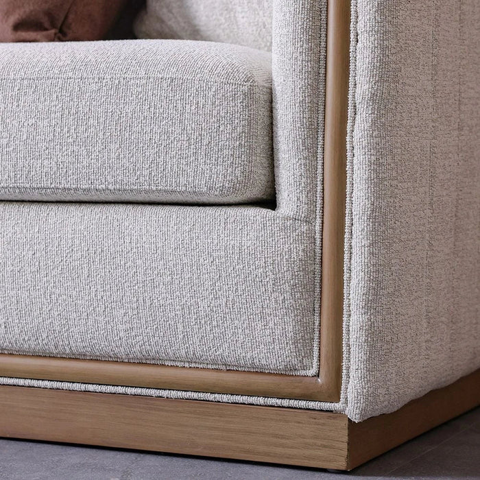 Krish 4 Seater Fabric Sofa - Light Grey/Brown