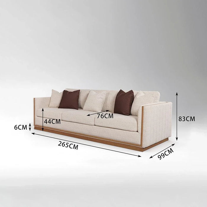 Krish 4 Seater Fabric Sofa - Light Grey/Brown