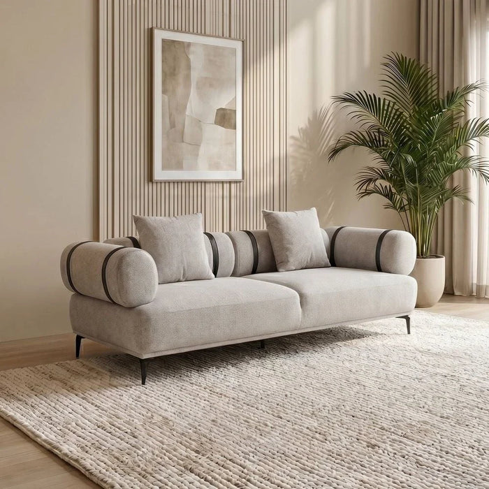 Evie 2 Seater Fabric Sofa - Light Grey / Dark Grey